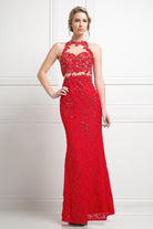 Cinderella Divine - Illusion Lace Appliqued Sheath Gown - designer prom dress at Silhouette Dresses