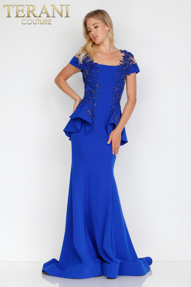 Terani Couture - 2111M5262 Short Sleeve Long Mother of the Bride Gown