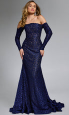 Jovani 23084 - Off Shoulder Long Sleeve Evening Gown - designer formal gown at Silhouette Dresses