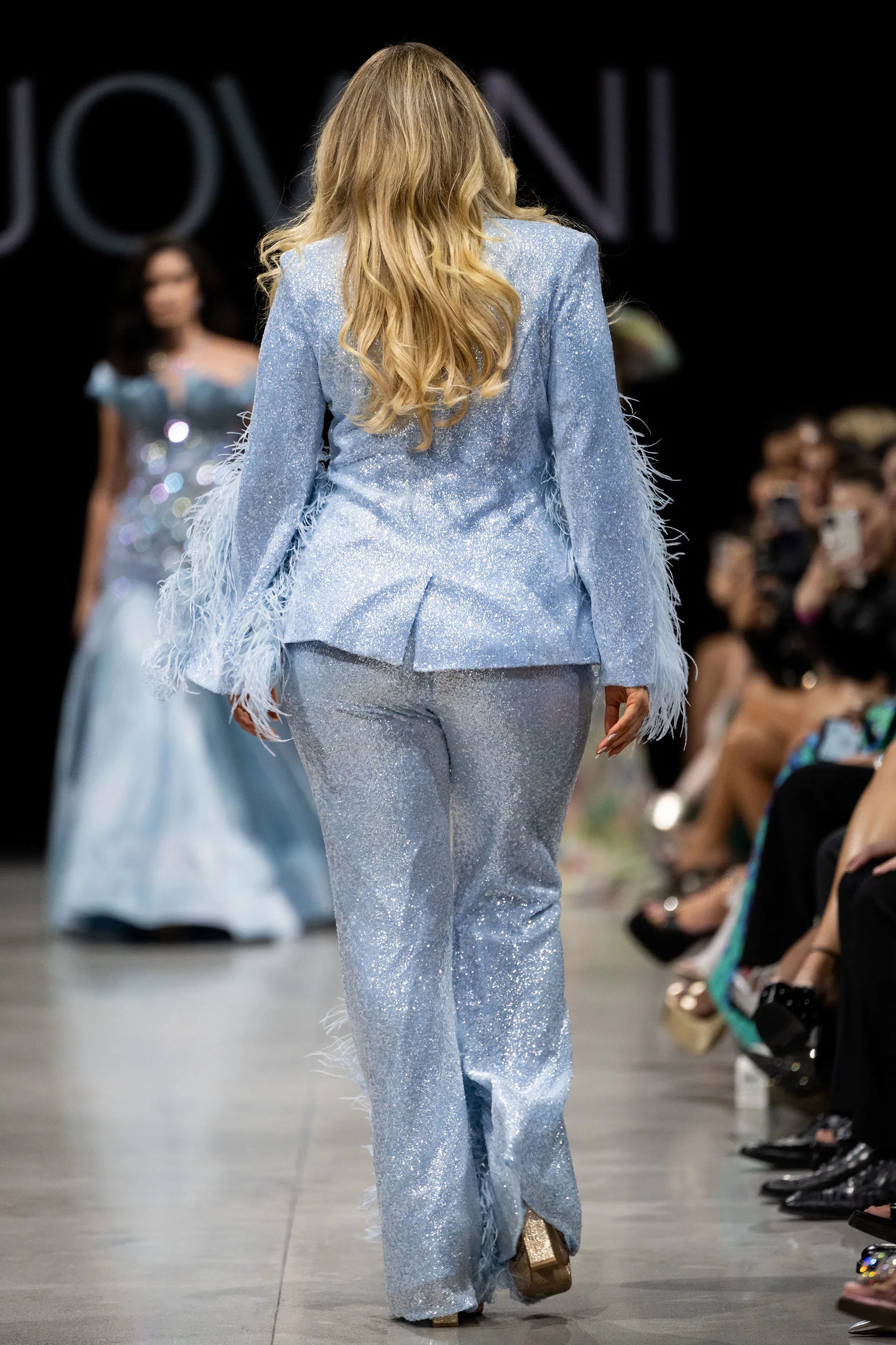 Jovani 23162 - V-Neck Sequin Feathers Pant Suit - view 8