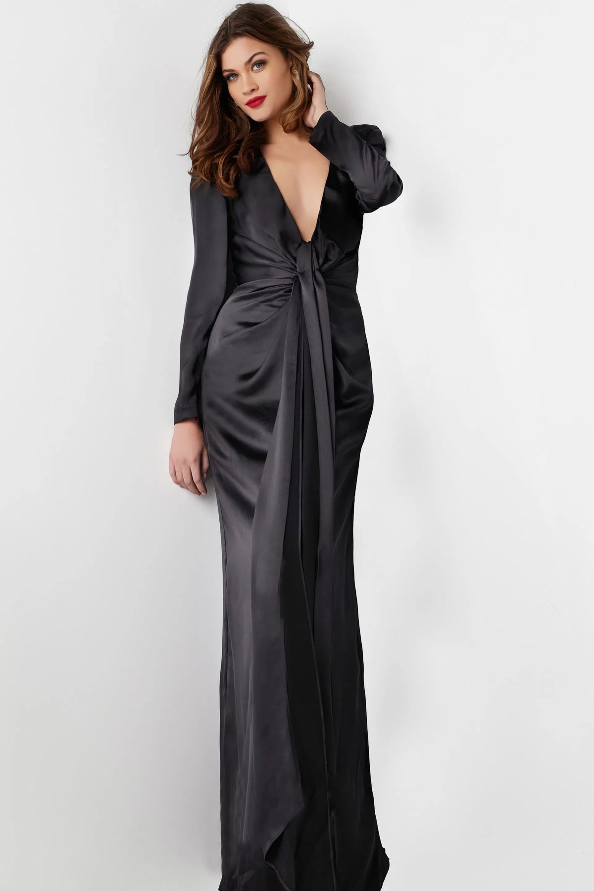 Jovani 23180 - Ruched Square Shoulder Sheath Gown - designer evening gown at Silhouette Dresses