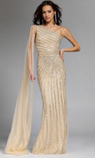 Jovani 23774 - Asymmetric Neck Sequin Sheath Gown - designer formal gown at Silhouette Dresses