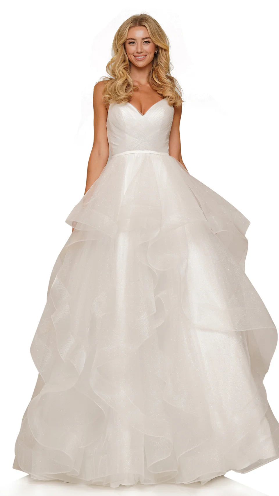 Colors Dress - 2381 V Neck Glitter Mesh Ballgown - view 9