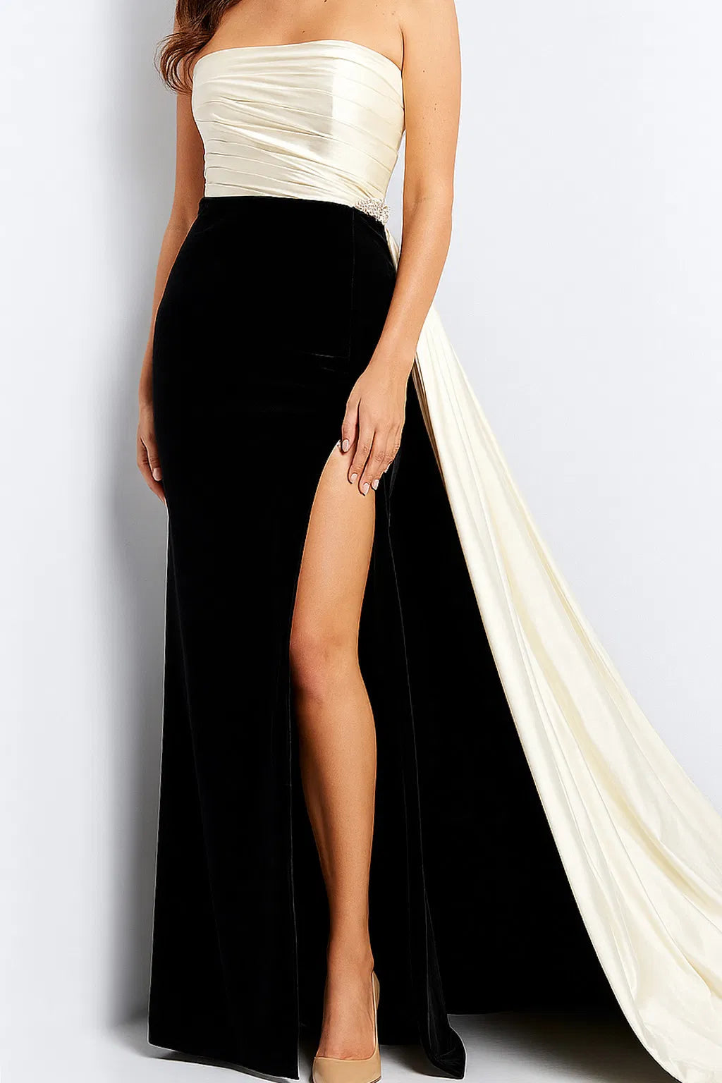 Jovani 23947 - Pleat Bodice Evening Dress with Slit - view 5