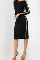 Jovani 24192 - Embellished Side Long Sleeve Knee-Length Dress - designer formal gown at Silhouette Dresses