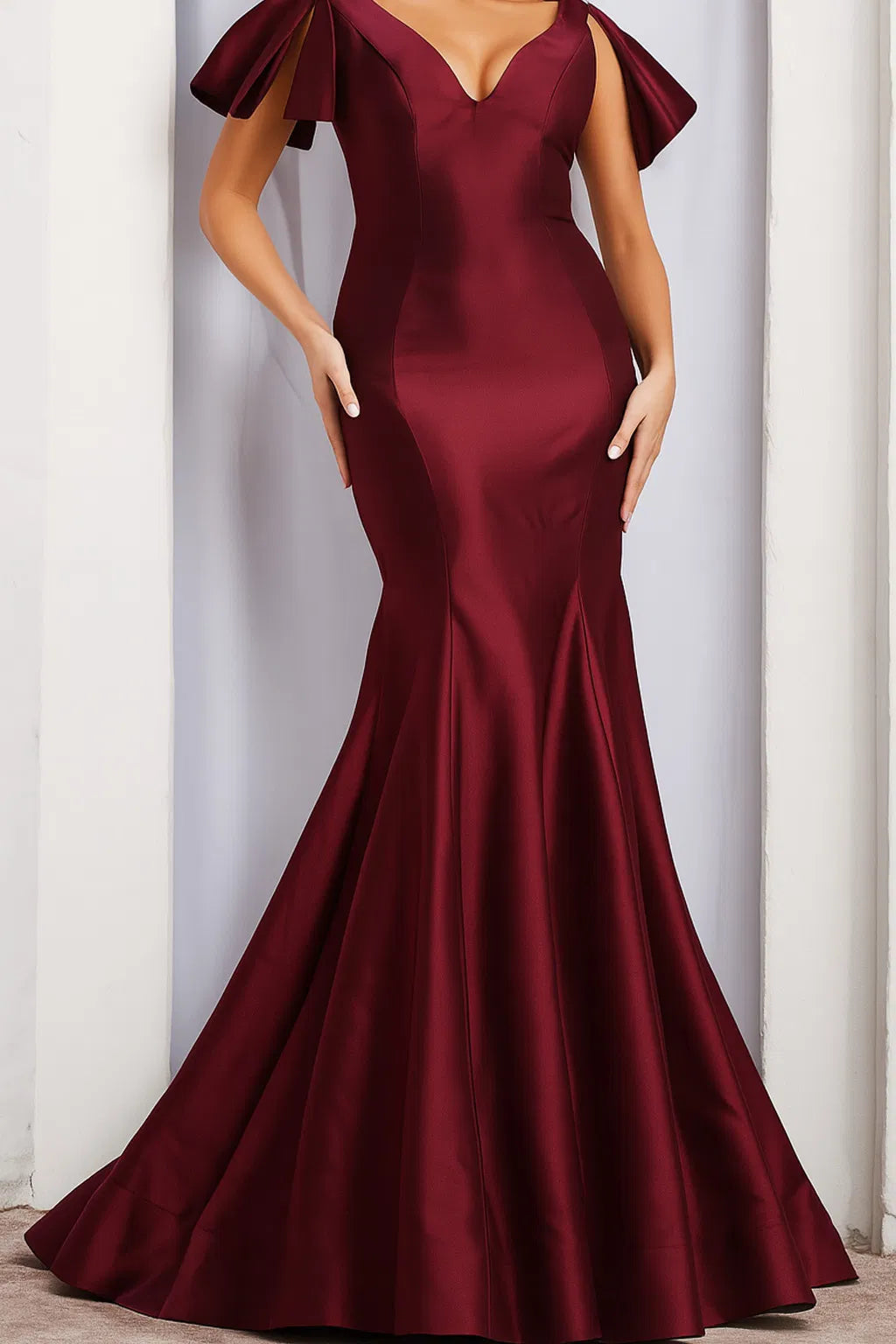 Jovani 24193 - V-Neck Mikado Evening Dress - back view