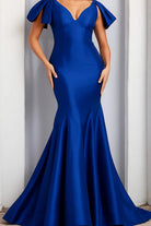Jovani 24193 - V-Neck Mikado Evening Dress - detail view