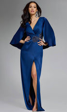 Jovani 24197 - Cape Sleeve Embroidered Waist Gown - detail view