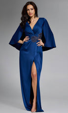 Jovani 24197 - Cape Sleeve Embroidered Waist Gown - designer formal gown at Silhouette Dresses