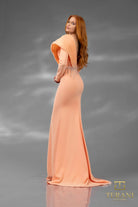 Terani Couture 251E4222 - Long Sleeve Crepe Sheath Evening Dress - detail view