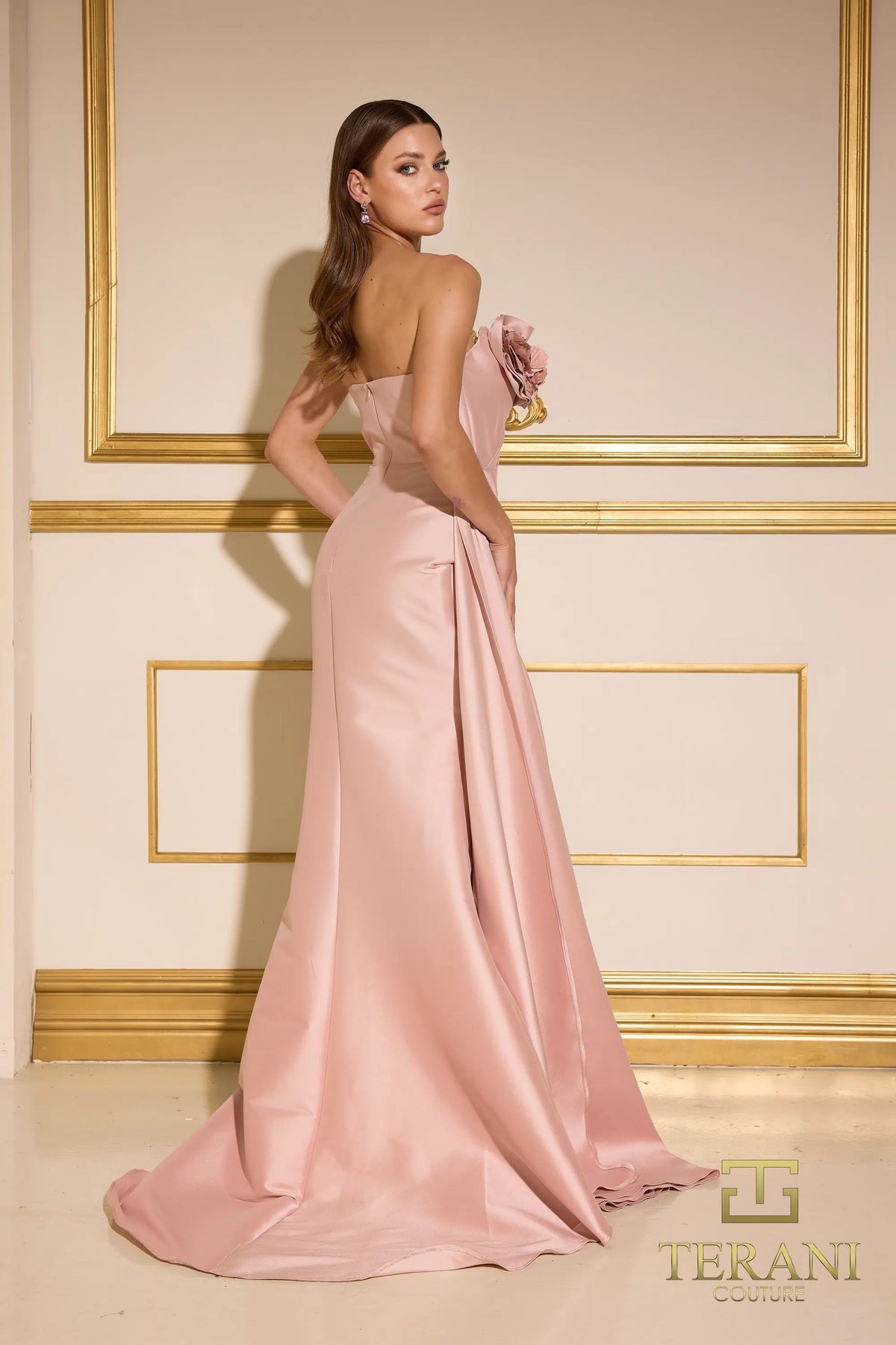 Terani Couture 251E4251 - Strapless Ruffled Asymmetric Evening Gown - view 6