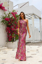 Terani Couture 251E4254 - Jacquard Sleeveless Asymmetric Evening Gown