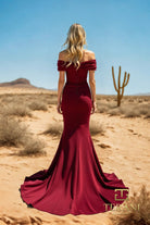 Terani Couture 251E4587 - Beaded Strap Off Shoulder Evening Dress - detail view