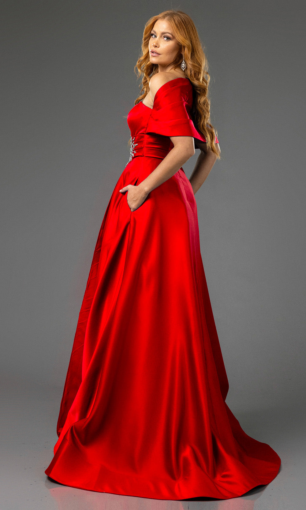 Terani Couture 251M4441 - One Sholder Pleated Waistband Evening Gown - view 13