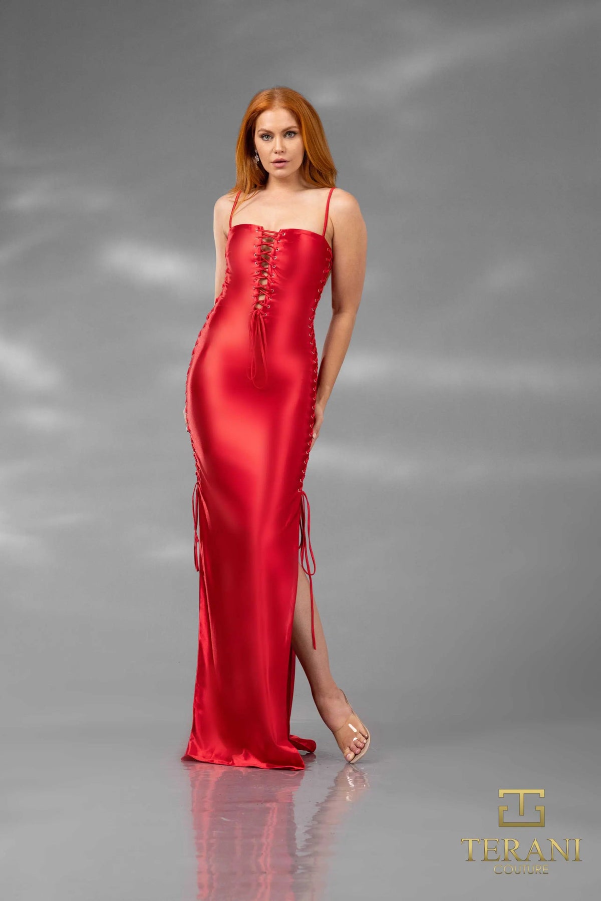 Terani Couture 251P4119 - Straight Neckline Lace-Up Prom Gown - view 5