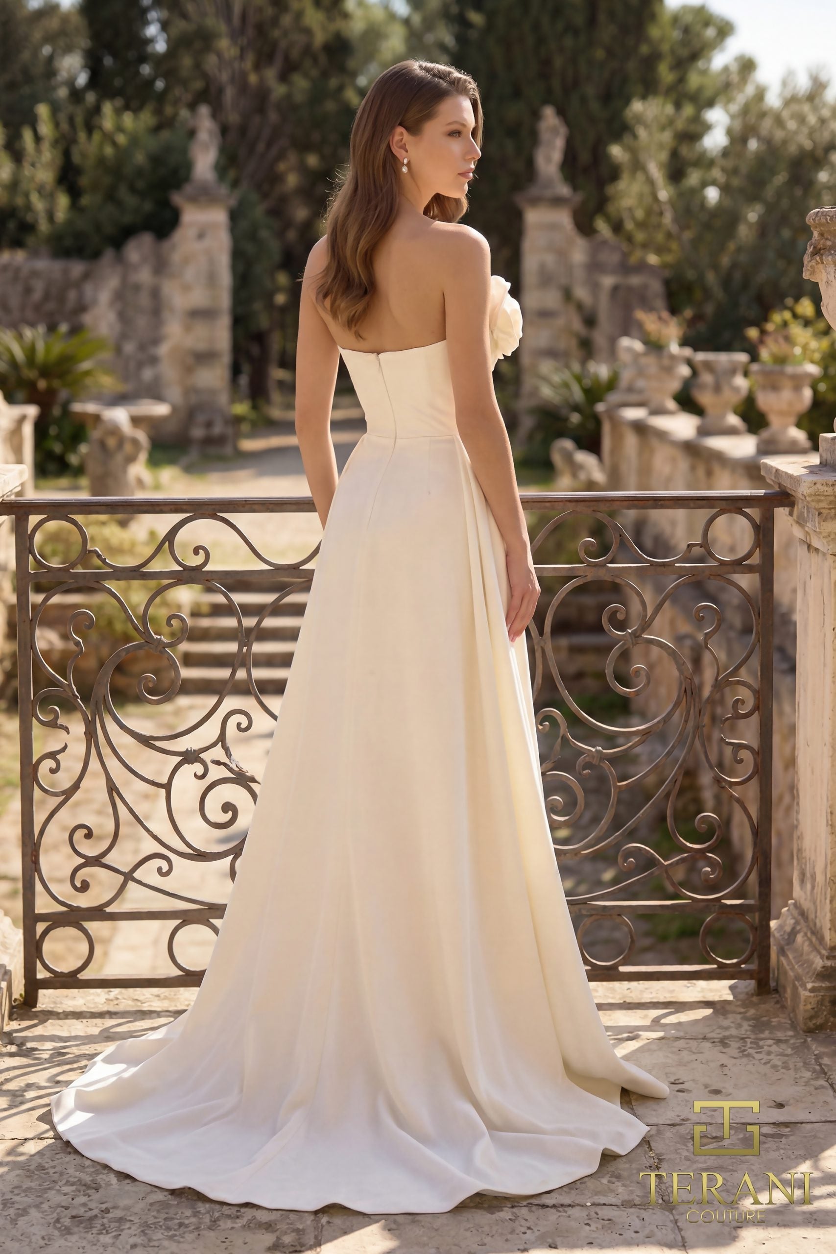 Terani Couture 251E4251 - Strapless Ruffled Asymmetric Evening Gown - view 8