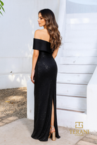 Terani Couture 252E5103 - Asymmetrical Sequin Bodycon Gown - detail view