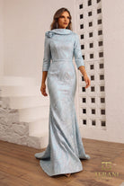 Terani Couture 251M4455 - Quarter Sleeved Jacquard Evening Dress - detail view