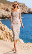 Terani Couture 252C5014 - Off Shoulder Floral Embroidered Dress - designer cocktail dress at Silhouette Dresses