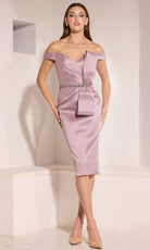 Terani Couture 252C5015 - Off Shoulder Sheath Mikado Dress