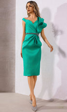 Terani Couture 252C5015 - Off Shoulder Sheath Mikado Dress
