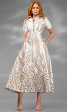 Terani Couture 252C5507 - Embroidered Jacquard A-Line Dress - designer cocktail dress at Silhouette Dresses