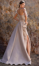 Terani Couture 252E5116 - Floral One Shoulder Column Gown - back view
