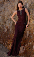 Terani Couture 252E5119 - Beaded Trim Tweed Sheath Dress - view 6
