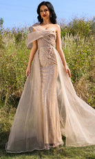 Terani Couture 252E5125 - One Shoulder Tulle Gown with Overskirt - designer evening gown at Silhouette Dresses