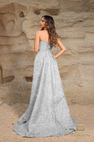 Terani Couture 252E5134 - Strapless Floral Embroidered Gown - detail view