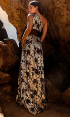 Terani Couture 252E5167 - One Shoulder Metallic Lace Gown - detail view