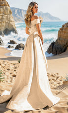 Terani Couture 252E5169 - Off Shoulder Jacquard Overskirt Gown - view 4
