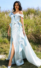 Terani Couture 252E5169 - Off Shoulder Jacquard Overskirt Gown - back view