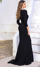Terani Couture 252E5179 - Beaded Trim Bateau Neckline Gown