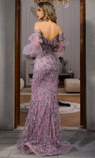 Terani Couture 252E5196 - Sweetheart Floral Appliqued Tulle Gown - back view