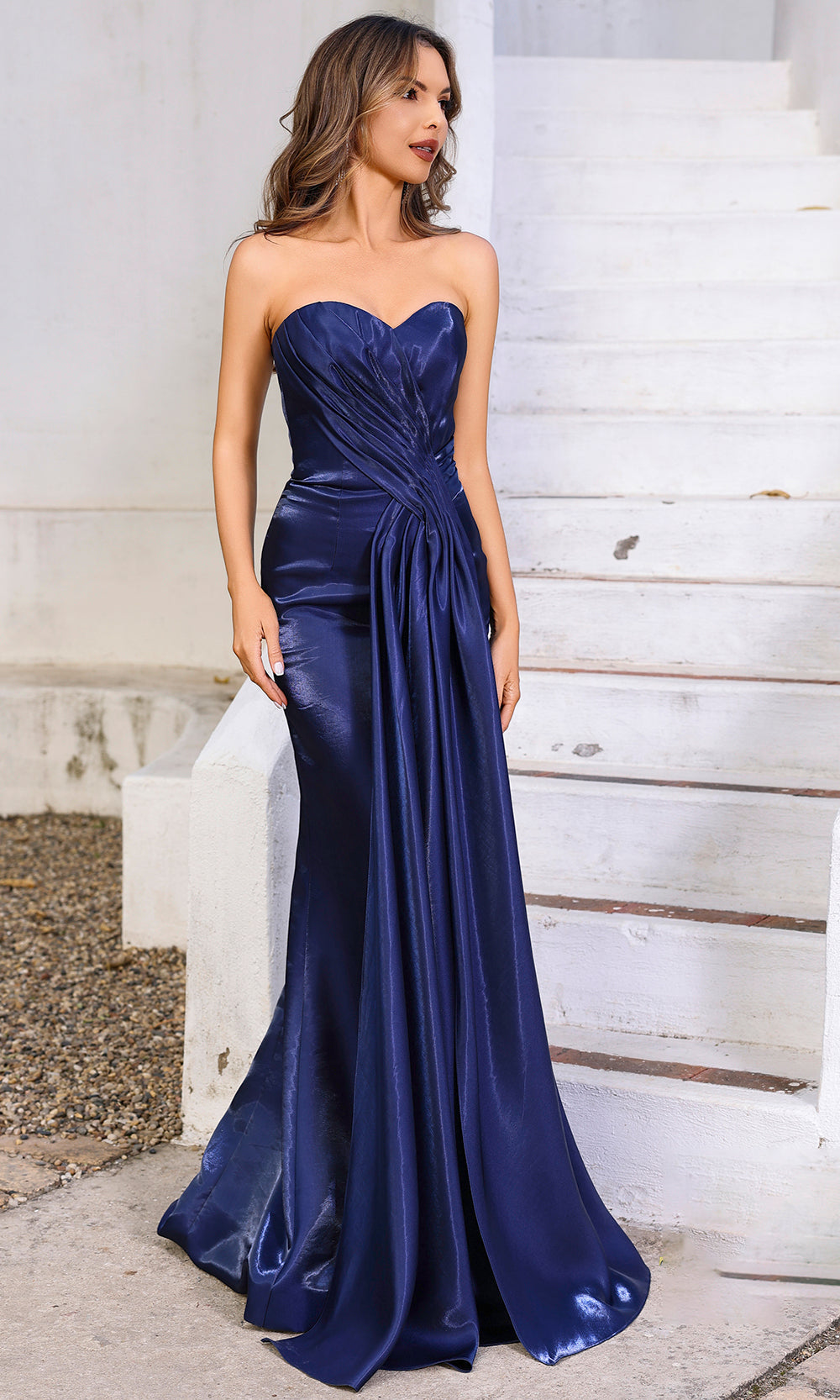 Terani Couture 252E5512 - Strapless Ruched Sheath Gown - designer evening gown at Silhouette Dresses