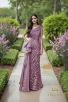 Terani Couture 252GL5205 - Beaded Embroidered Gown with Side Drape - designer mother of the bride dress at Silhouette Dresses