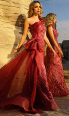 Terani Couture 252GL5205 - Beaded Embroidered Gown with Side Drape - view 4