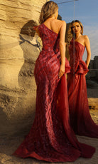 Terani Couture 252GL5205 - Beaded Embroidered Gown with Side Drape - back view