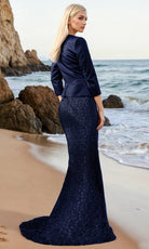 Terani Couture 252M5310 - V-Neck Peplum Sheath Gown - detail view