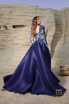 Terani Couture 252M5311 - V-Neck Appliqued Gown with Overskirt - view 4