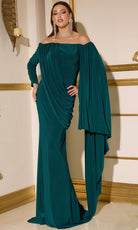 Terani Couture 252M5322 - Long Sleeve Jersey Sheath Gown