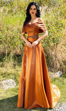 Terani Couture 252M5326 - Pleated Off Shoulder A-line Gown - designer mother of the bride dress at Silhouette Dresses
