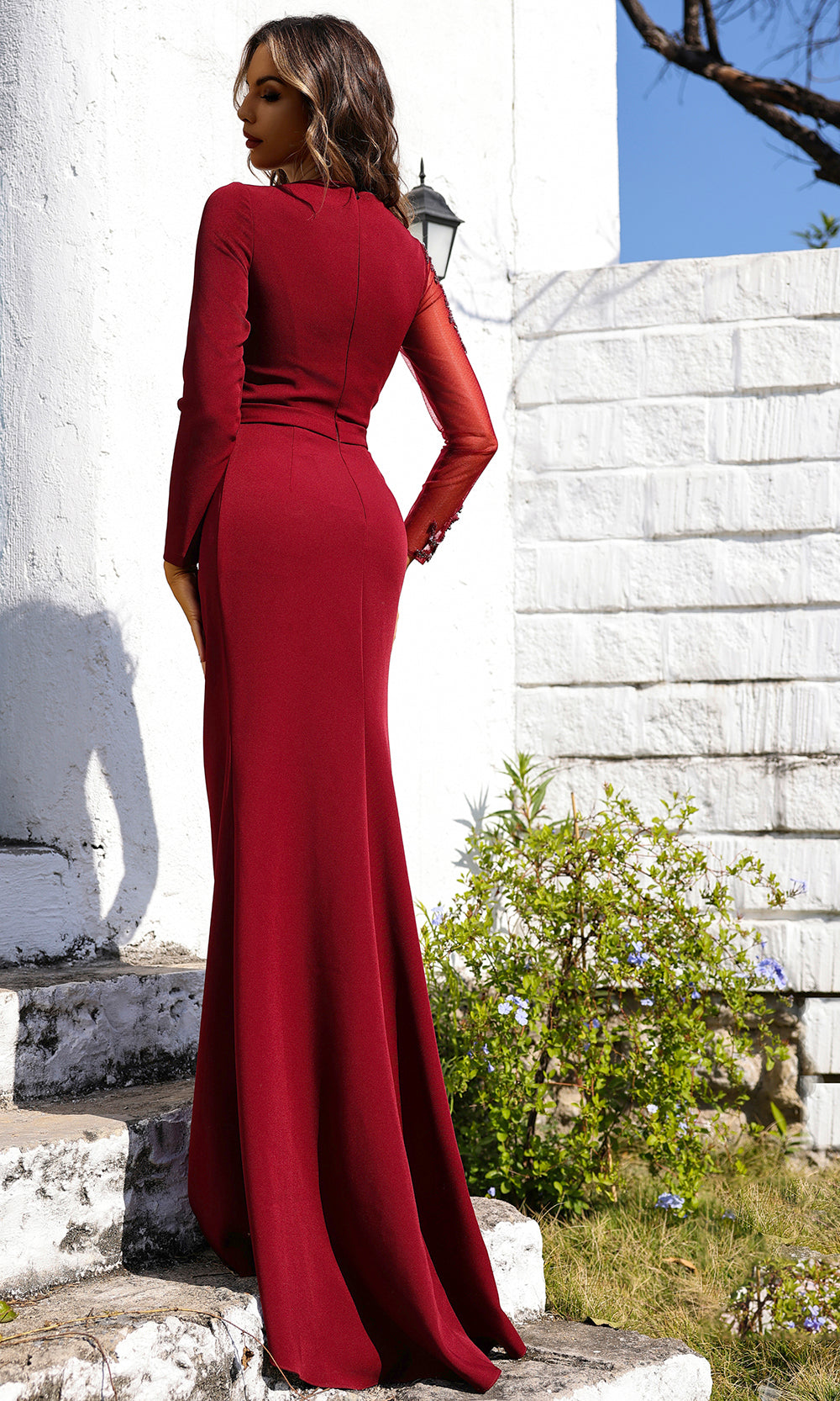 Terani Couture 252M5341 - Beaded Illusion Jewel Fitted Gown - back view