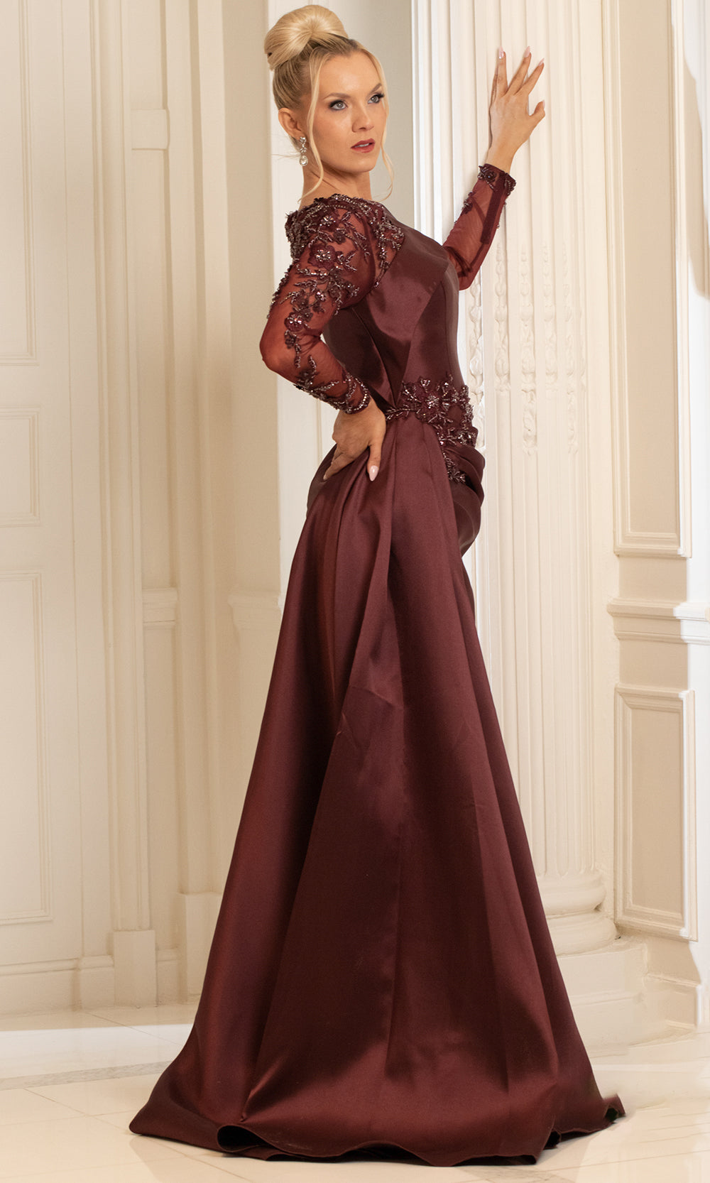 Terani Couture 252M5344 - Illusion Neckline Embroidered Gown - view 6