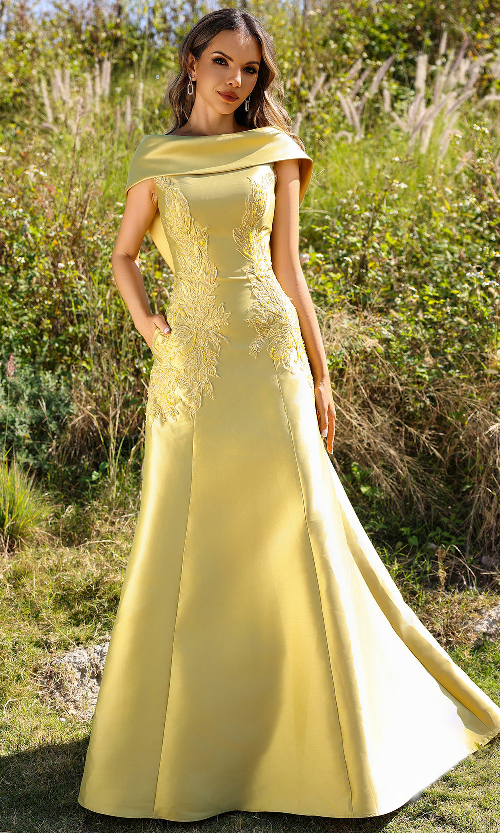 Terani Couture 252M5356 - Embroidered Mikado A-line Gown - designer mother of the bride dress at Silhouette Dresses