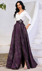 Terani Couture 252M5522 - Textured A-line Gown with Belted Waist - designer mother of the bride dress at Silhouette Dresses