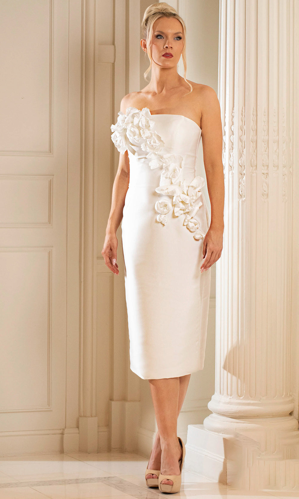 Terani Couture 252C5042 - Strapless Floral Sheath Dress - designer cocktail dress at Silhouette Dresses
