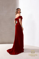Terani Couture 252E5101 - Off Shoulder Pleated Crepe Gown - detail view