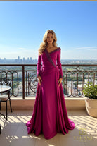 Terani Couture 252E5108 - Beaded Trim Asymmetrical Gown - detail view